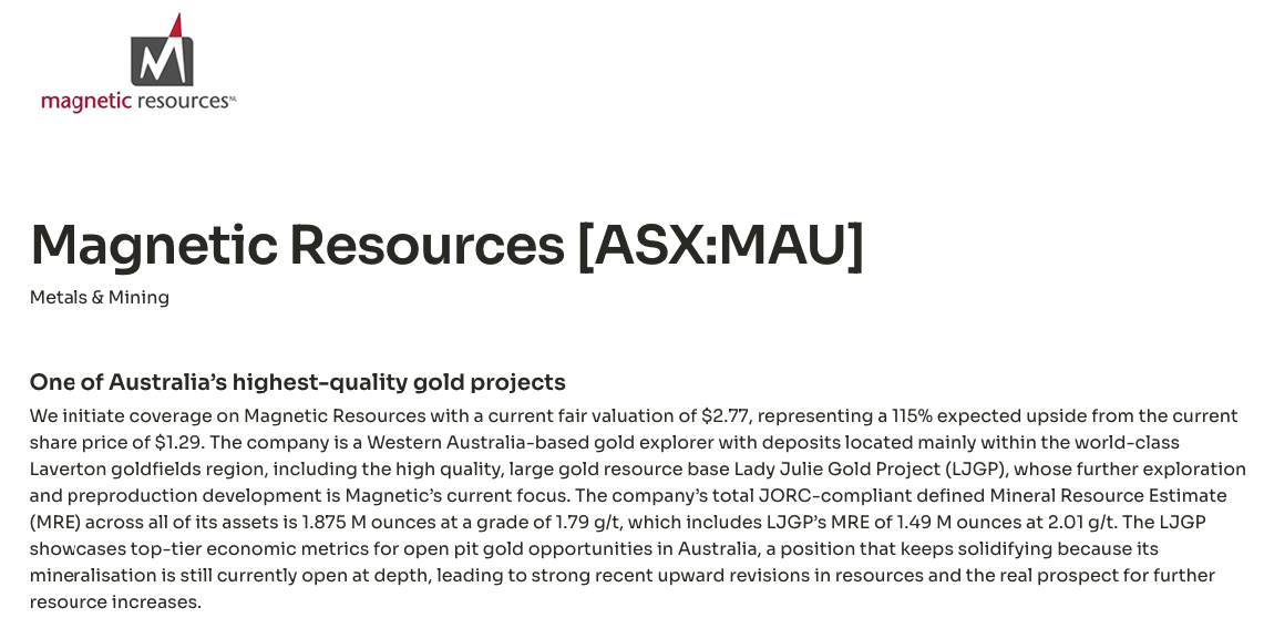 Magnetic Resources Research note done by ECR